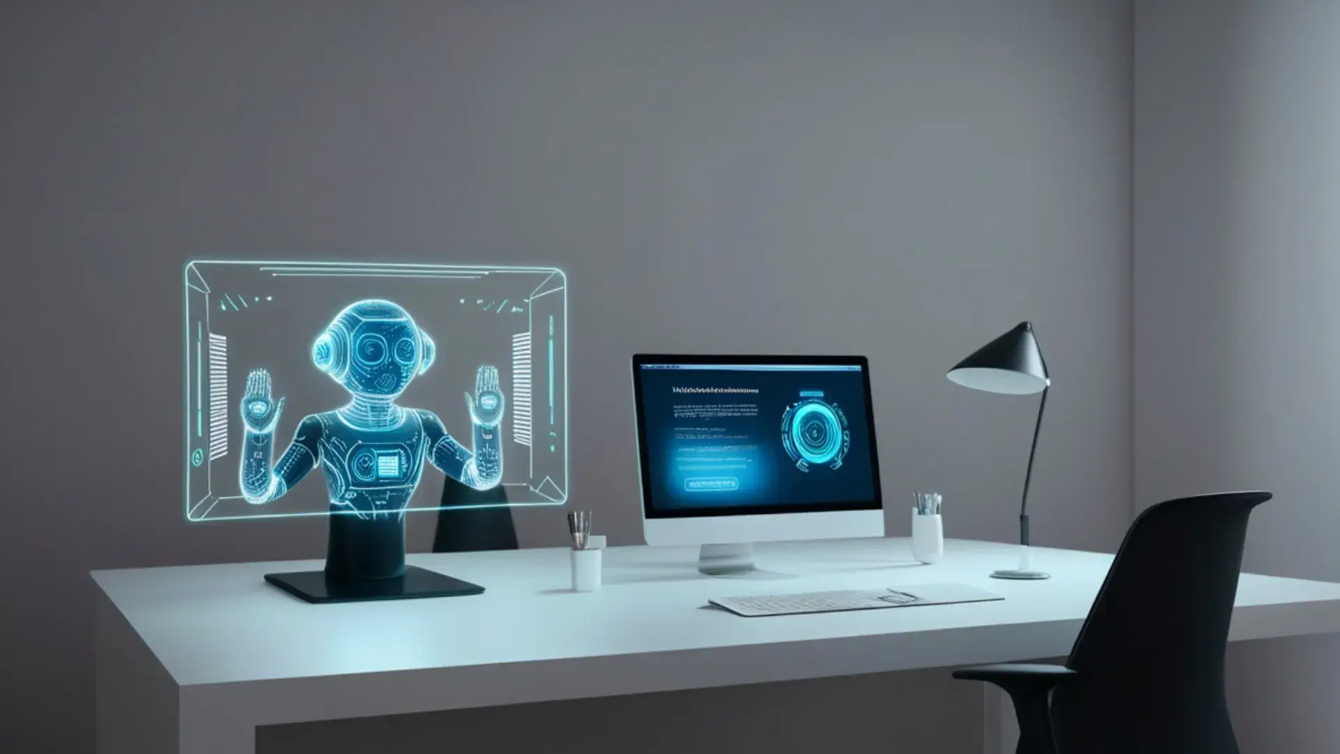 Trợ lý AI hiển thị trên màn hình máy tính trong môi trường làm việc SEO AI Automation Systems của Nguyen A Chau